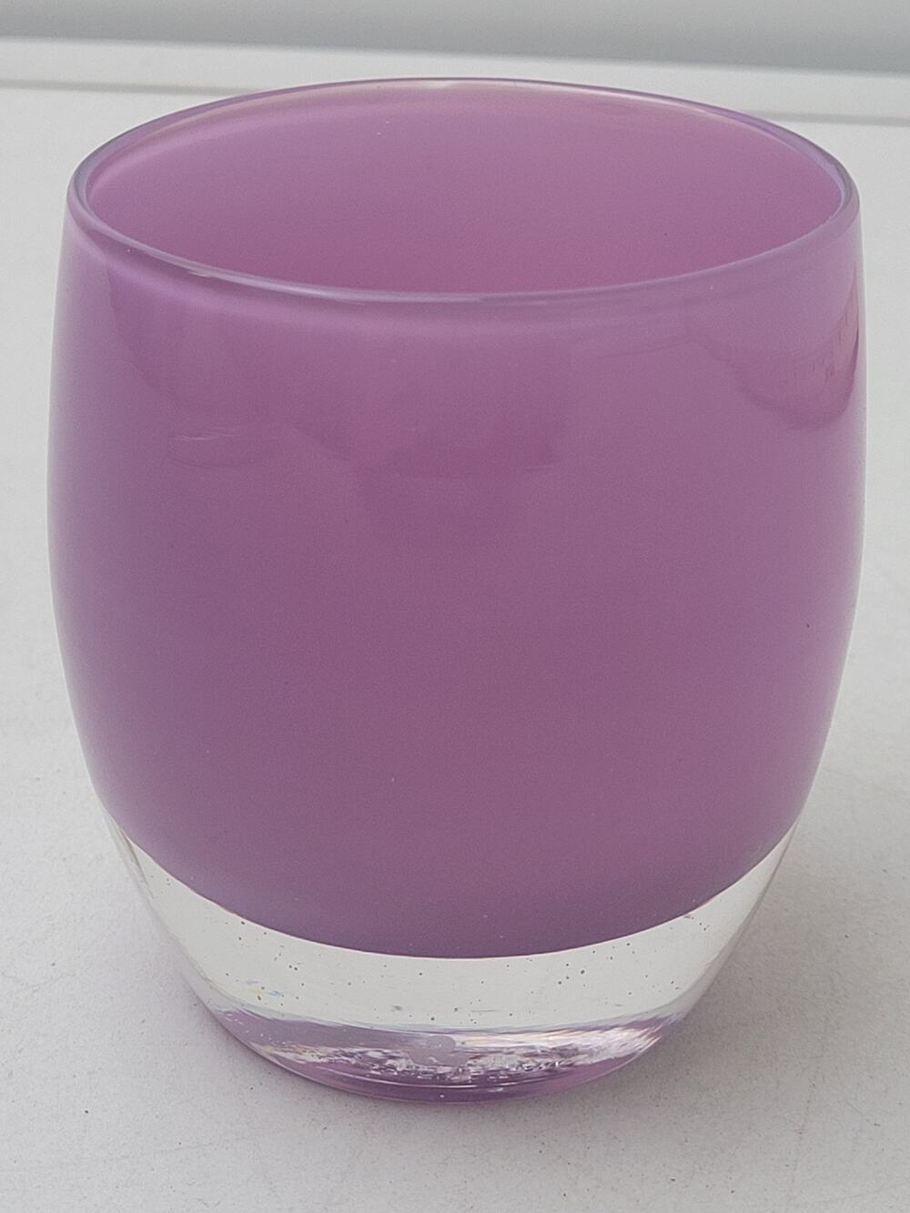 glassybaby "Mom" Lavender Purple Glass Votive Candle Holder w Tag